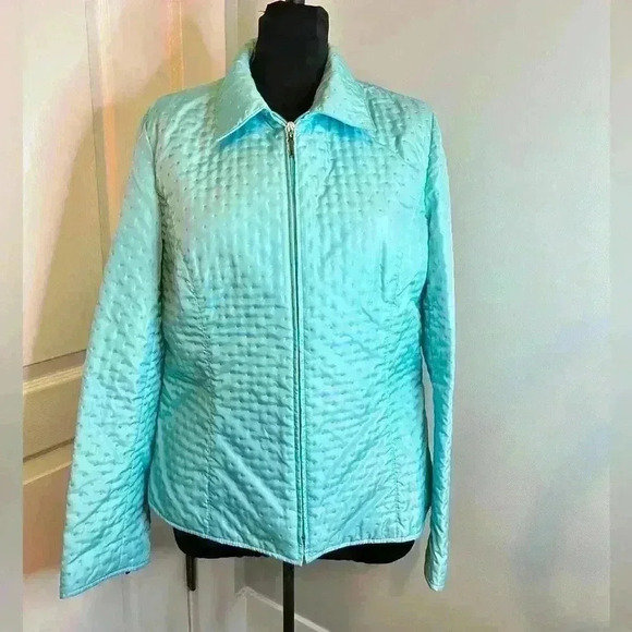 Talbots women’s 12 Aqua Blue Quilted Zip‎ Front Lightweight Jacket - Picture 1 of 11